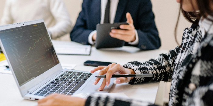 Photo of employee using a laptop